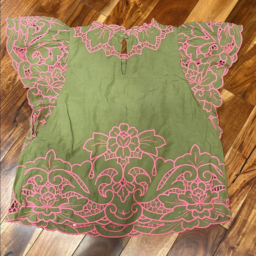 Anthropologie The Lainie High Neck Lace Cut-Work Top - Picture 5 of 5